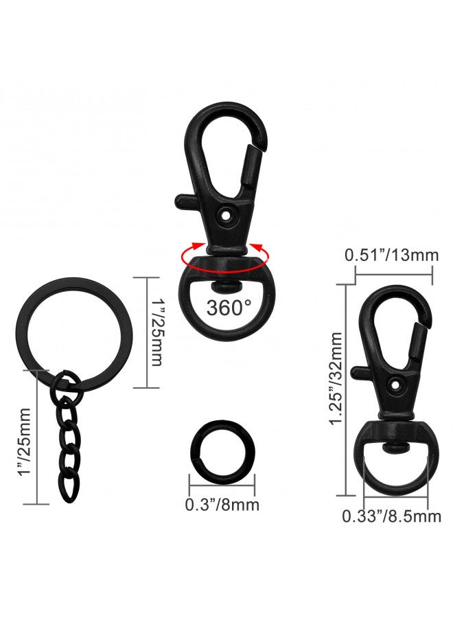 Oubaka 150Pcs Black Swivel Snap Hook Set,Swivel Clasp Keychain Hook Lobster Clasp Split Key Rings with Chain and Jump Rings Bulk for Keychain Lanyard,Jewelry,DIY Crafts Supplies - Image 4