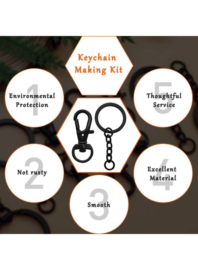 Oubaka 150Pcs Black Swivel Snap Hook Set,Swivel Clasp Keychain Hook Lobster Clasp Split Key Rings with Chain and Jump Rings Bulk for Keychain Lanyard,Jewelry,DIY Crafts Supplies - Image 2
