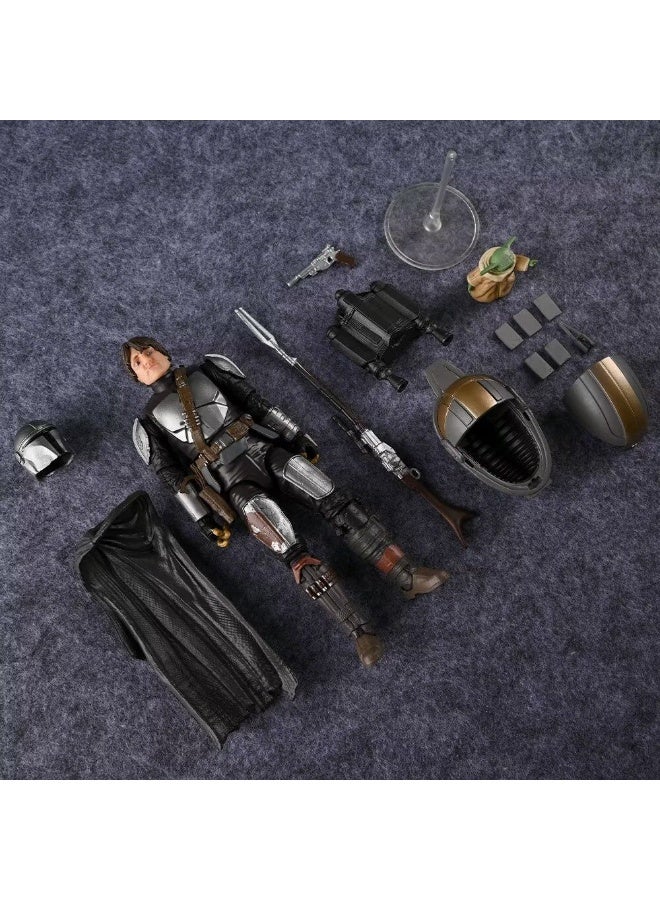 Star Wars The Mandalorian Din Djarin & Grogu 6-Inch Action Figure, Articulated Collectible Model, Boxed - Image 5