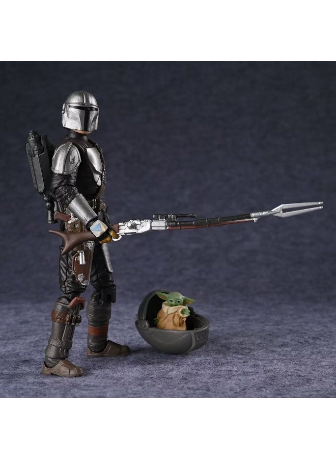 Star Wars The Mandalorian Din Djarin & Grogu 6-Inch Action Figure, Articulated Collectible Model, Boxed - Image 4