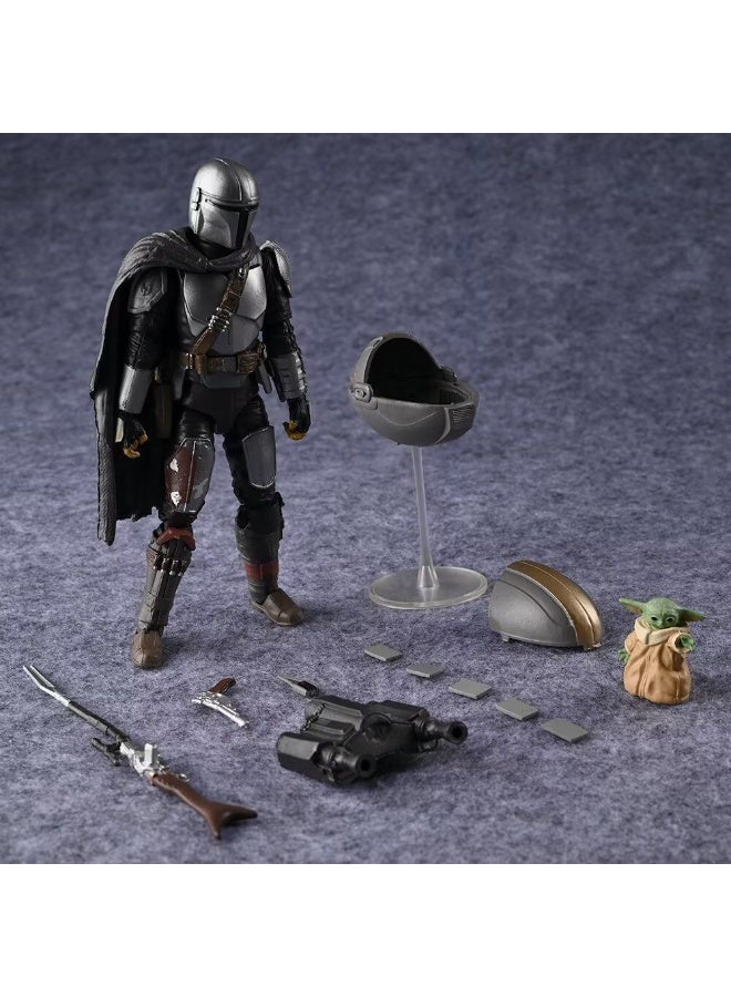 Star Wars The Mandalorian Din Djarin & Grogu 6-Inch Action Figure, Articulated Collectible Model, Boxed - Image 3
