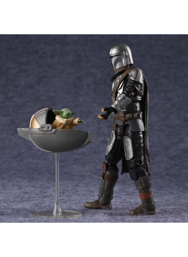 Star Wars The Mandalorian Din Djarin & Grogu 6-Inch Action Figure, Articulated Collectible Model, Boxed - Image 2