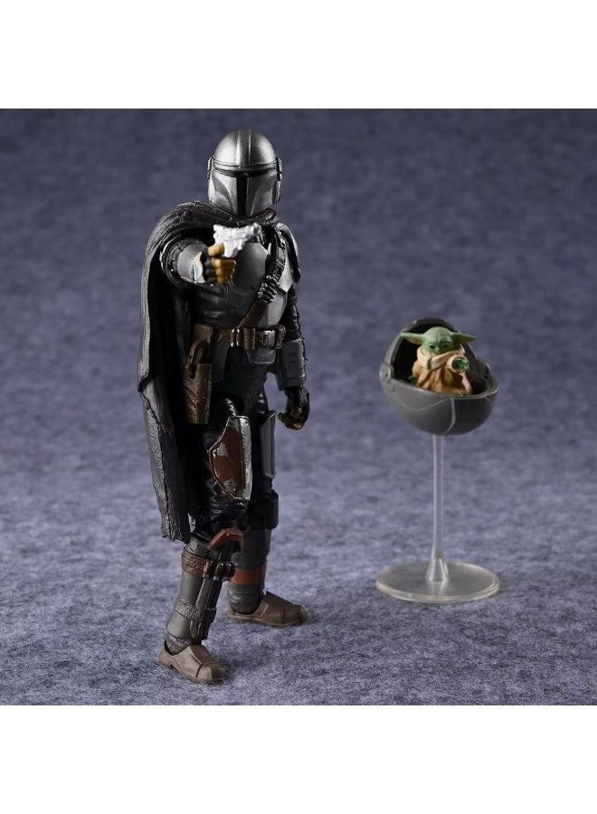 Star Wars The Mandalorian Din Djarin & Grogu 6-Inch Action Figure, Articulated Collectible Model, Boxed - Image 1