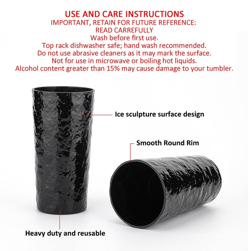 KX-WARE 18-ounce Acrylic Highball Glasses Plastic Tumbler, set of 8 Black - Image 3