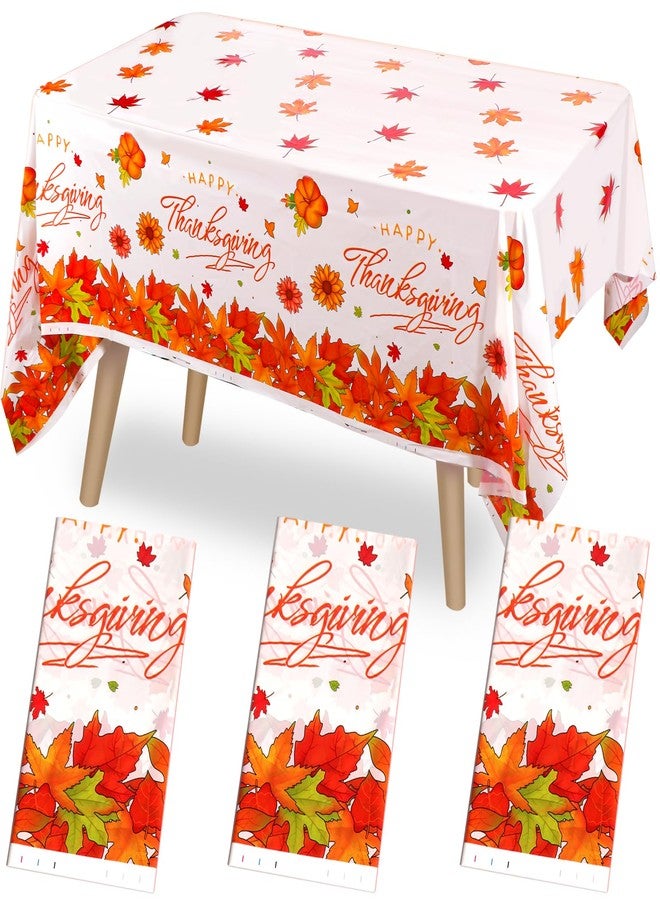 Atonofun Thanksgiving Disposable Tablecloths, Autumn Harvest Plastic Table Cover Waterproof Rectangular for Home, Fall Themed Parties, 3 Pack 54x108 Inch - Image 1