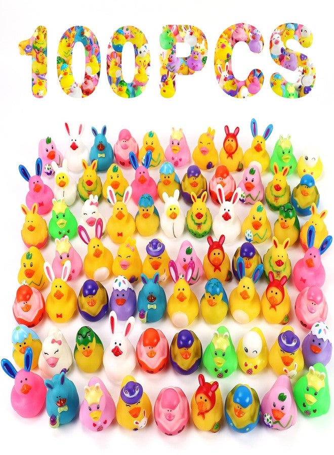 Halovin 100PCS Easter Rubber Ducks in Bulk,Assorted Gifts Party Favors ,Resurrection Bunny Rubber Duck Pack , Funny Bath Tub Toys for Kids, Baby Showers Accessories - Image 1