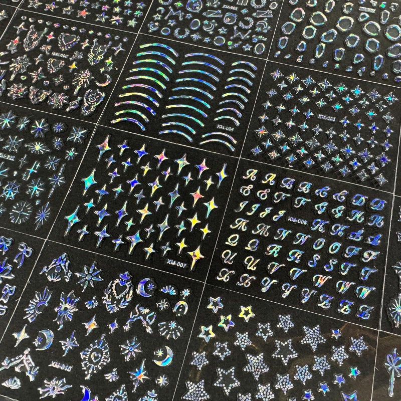 SPLOCUDU 30 Sheets Star Nail Art Stickers Aurora Star Line 3D Self Adhesive Nail Stickers for Nail Art Moon Stars Nail Decals Heart Nail Supplies for Women and Girls Manicure DIY Decoration - Image 4