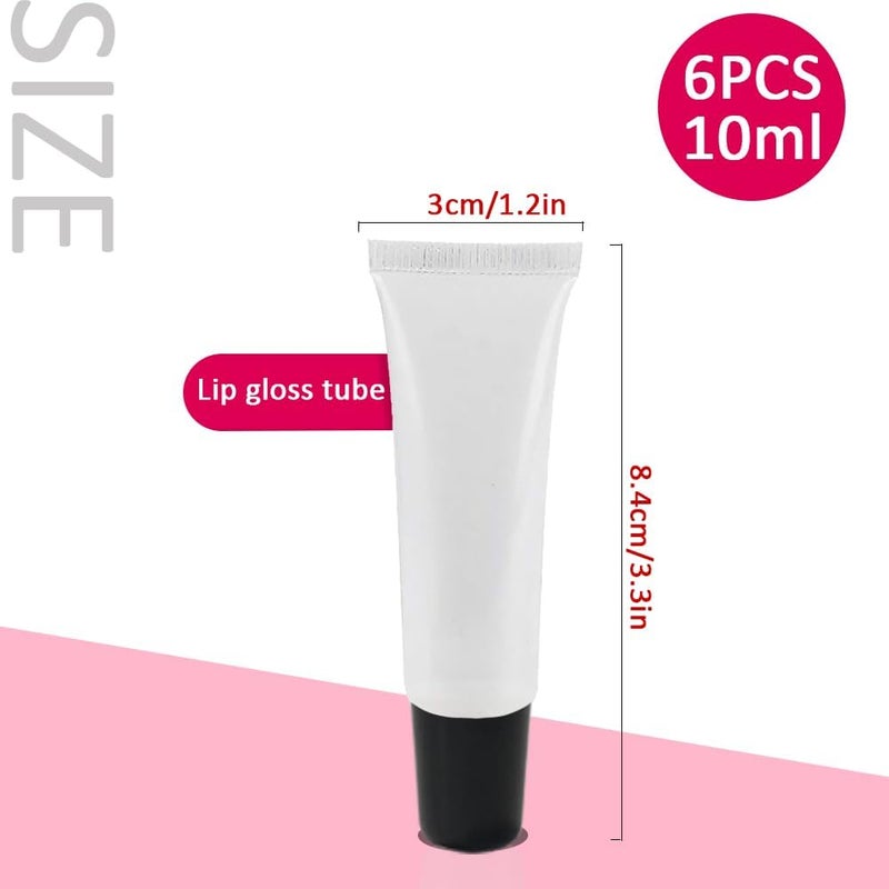 AMORIX 6PCS 10ml Lip Gloss Tubes Clear Empty Lip Balm Containers with Black Cap Refillable Soft Cosmetic Squeeze Tubes for Lip Gloss Base Glitter Pigment Powder. - Image 3