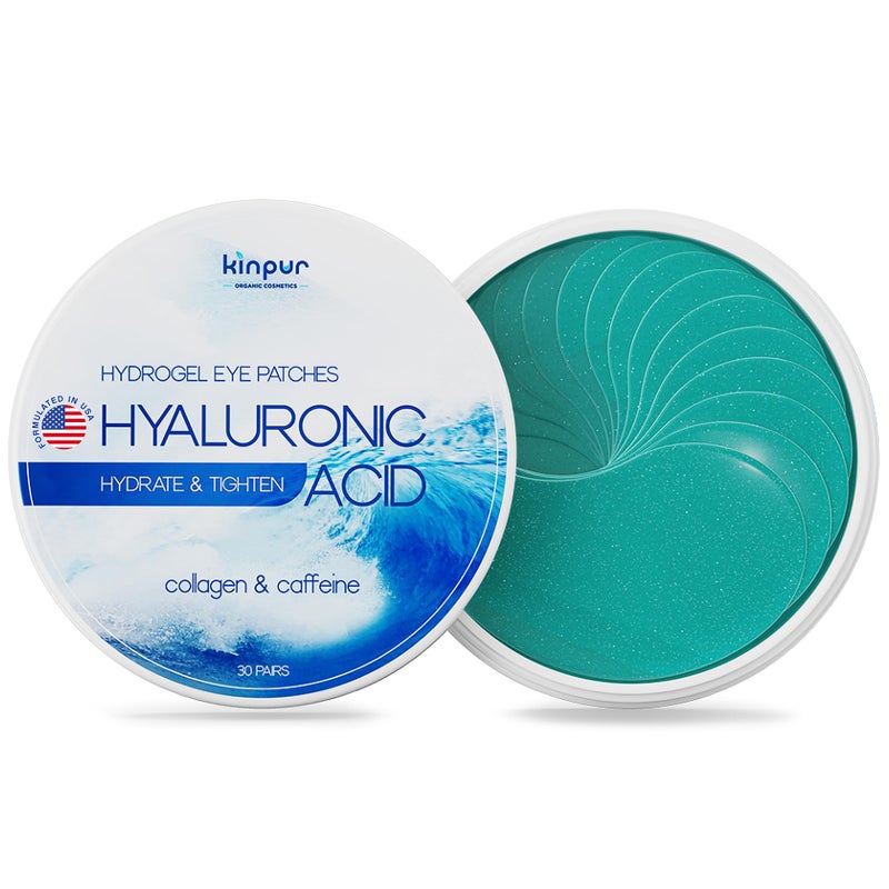 KINPUR ORGANIC COSMETICS Under Eye Patches with Collagen, Caffeine & Hyaluronic Acid - Blue Eye Masks Made to Depuff, Hydrate, Reduce Dark Circles & Eye Bags, Smooth Fine Lines â€“ Premium Facial Skincare 30 Pairs - Image 1