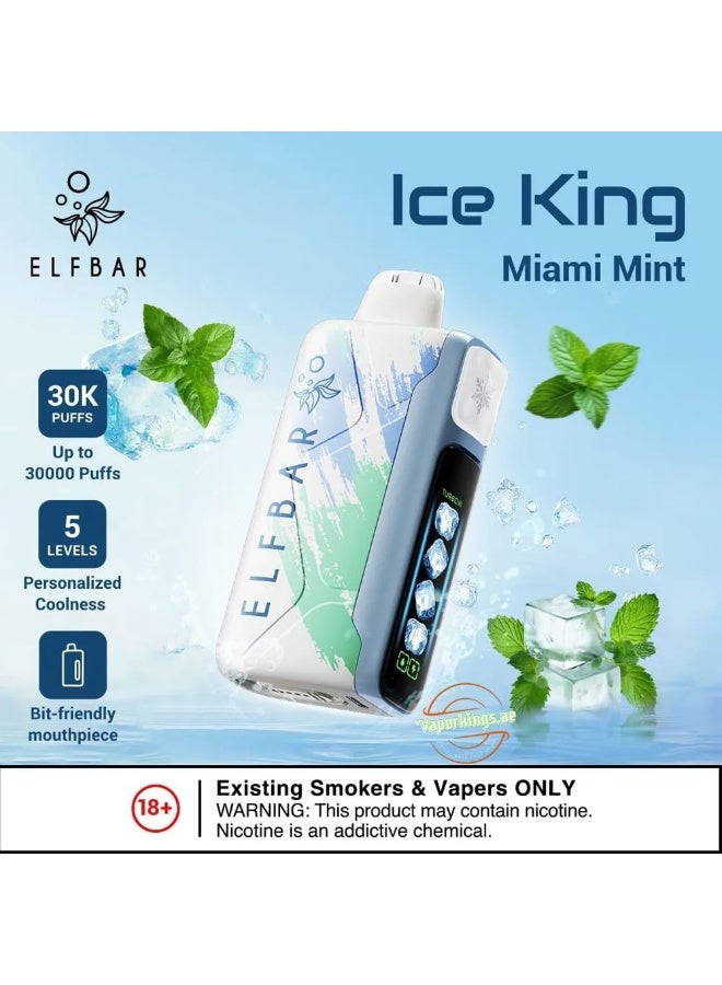 ELFBAR Ice King Miami Mint 30000 Puff 5mg Disposable Pod Vape - Image 1