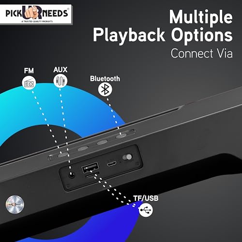 Pick Ur Needs Portable Bluetooth Wireless Home TV Soundbar with Mobile Stand & Multicolor Light Bass Stereo Speaker (Black) - Image 4