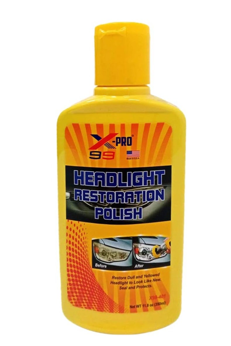 X Pro 99 Car Headlight and Spark Plug Polish 350ml Cleans, polishes, and removes oxidation from dull, cloudy, and yellowed headlights. Made in the USA. - Image 1