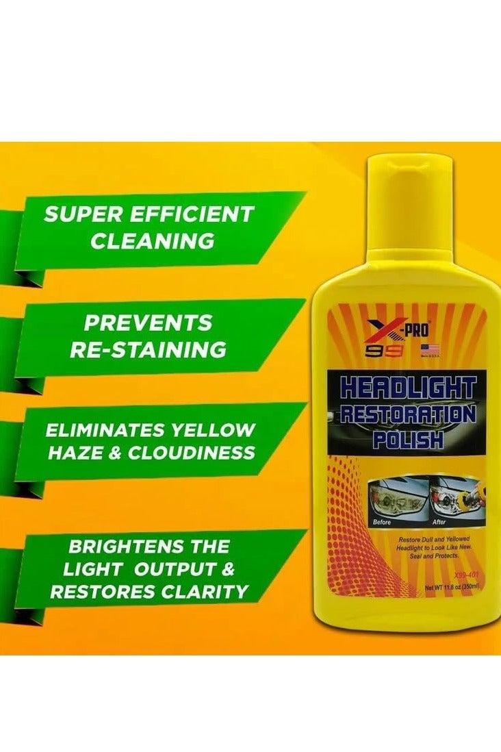 X Pro 99 Car Headlight and Spark Plug Polish 350ml Cleans, polishes, and removes oxidation from dull, cloudy, and yellowed headlights. Made in the USA. - Image 5