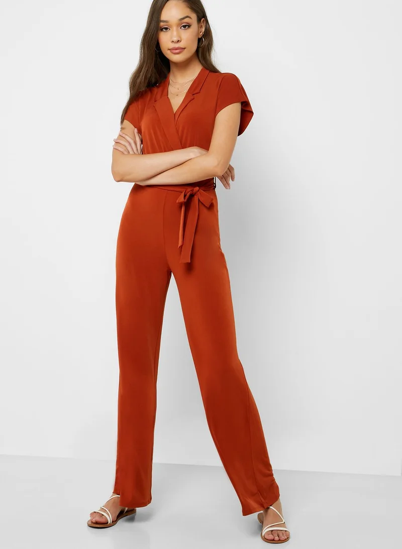 FOREVER 21 Tie Waist Surplice Jumpsuit
