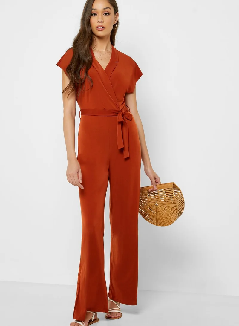 FOREVER 21 Tie Waist Surplice Jumpsuit
