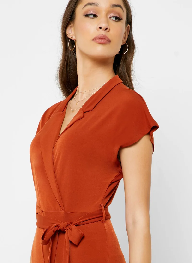 FOREVER 21 Tie Waist Surplice Jumpsuit