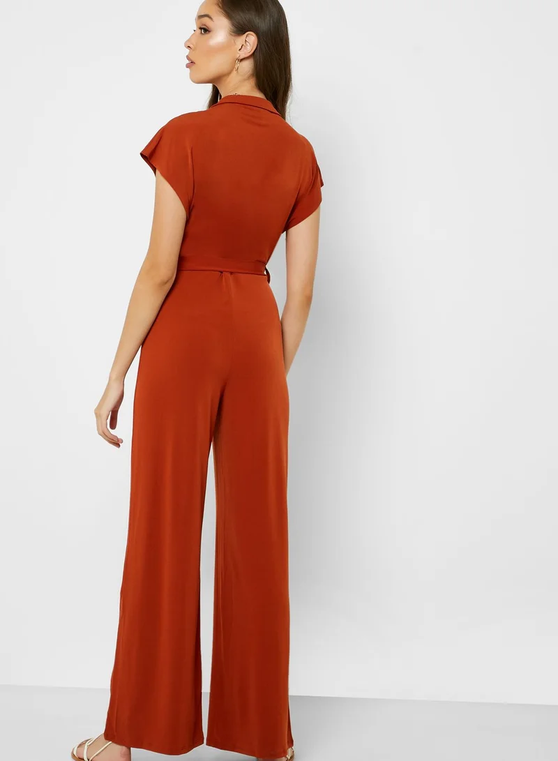 FOREVER 21 Tie Waist Surplice Jumpsuit