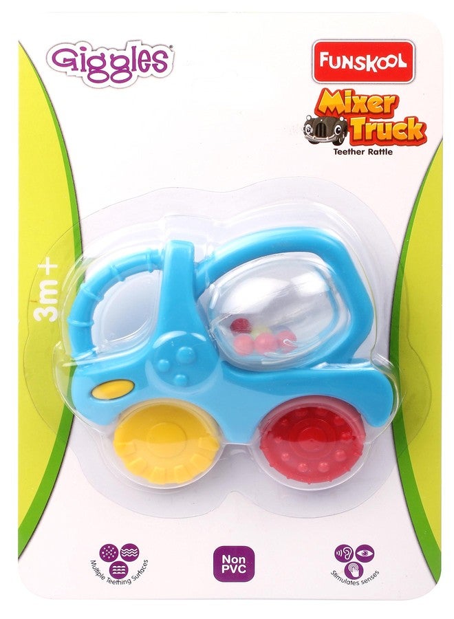 giggles Funskool Giggles, Mixer Truck Teether Rattle, Teether for Babies to soothen Their Gums, Easy to Grasp and chew with Rattle Sounds, 3 Months & Above, Infant Toys - Image 2