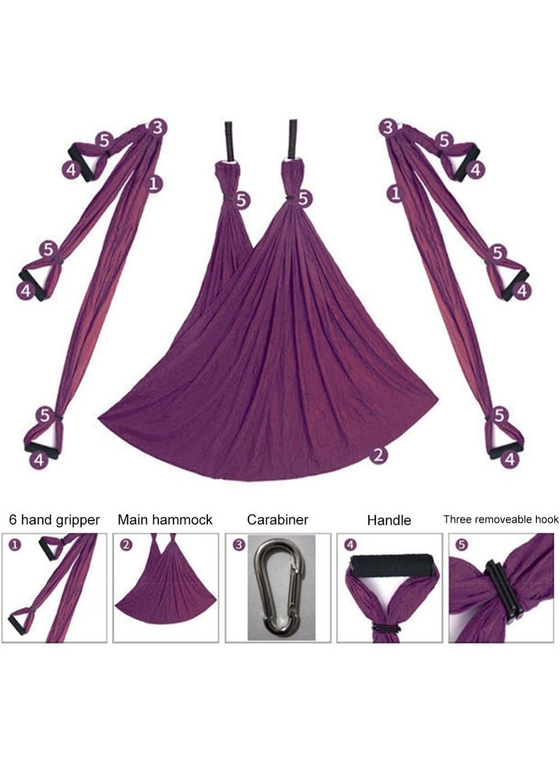 Gonice Yoga Swing Set Yoga Hammock Yoga Swing Strong Anti-Gravity Aerial Yoga Hammock Swing Yoga Swing Sling Inversion Exercises Include 2 Extensions Straps for Indoor Outdoor Home Gym Fitness  - Image 2