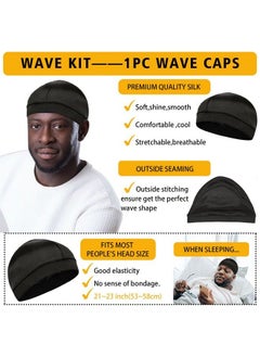 Goiple Wave Pomade For Men Strong Hold Easy Wash 360 Wave Training Hair Cream Waves Grease For Men Promotes Layered Waves Moisture Control And Silky Shine Wave Pomade Wave Brushe Silky Durag Wave Cap Set  - Image 5