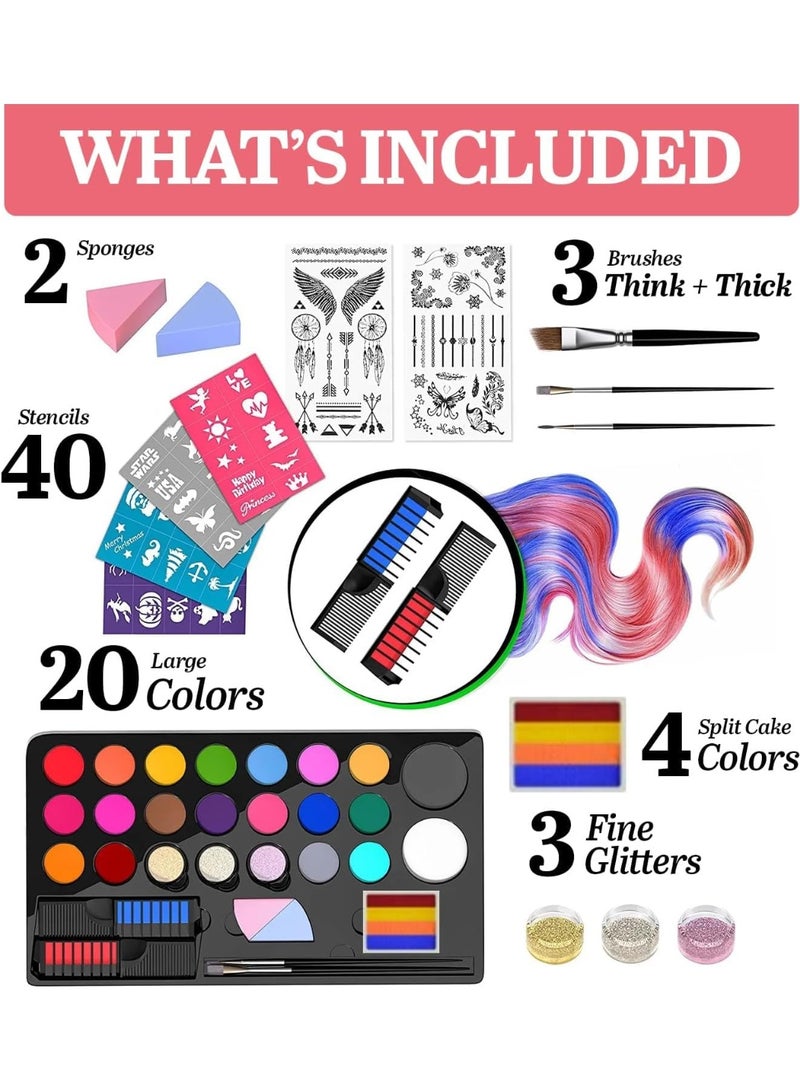 Face Painting Kit for Kids - Non Toxic and Washable Face Paint Kit - Hypoallergenic Make up for Children - Professional Multicolored Pallet for Parties and Celebrations - Image 2