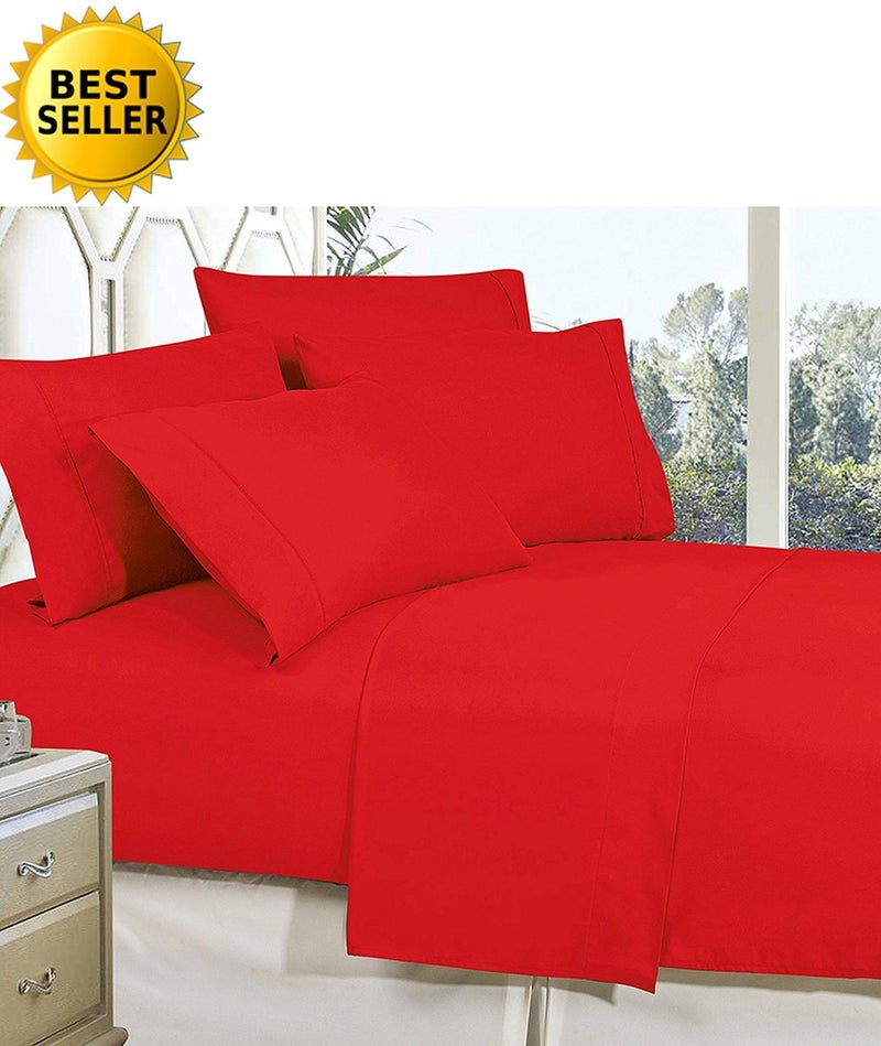 CELINE LINEN Best  Softest  Coziest Bed Sheets Ever! 1800 Premier Hotel Quality Wrinkle-Resistant 4-Piece Sheet Set with Deep Pockets  Full Red - Image 5
