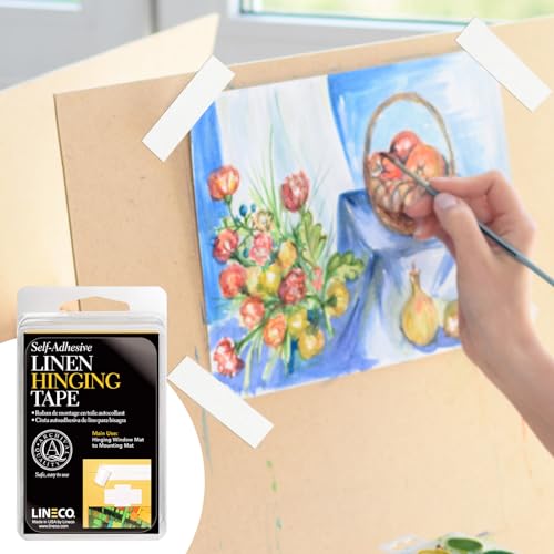 Lineco Self-Stick Linen Hinging Tape, Attaching Mats to Backboard, Hinge Heavy Artwork, Non-Yellowing, Strong, Neutral pH Acrylic Adhesive. Acid-Free White Cloth, 1.25" x 12', Pack of 1 - Image 5