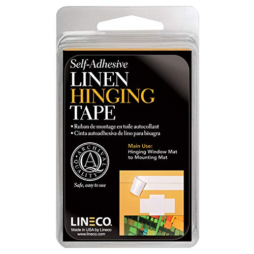 Lineco Self-Stick Linen Hinging Tape, Attaching Mats to Backboard, Hinge Heavy Artwork, Non-Yellowing, Strong, Neutral pH Acrylic Adhesive. Acid-Free White Cloth, 1.25" x 12', Pack of 1 - Image 1
