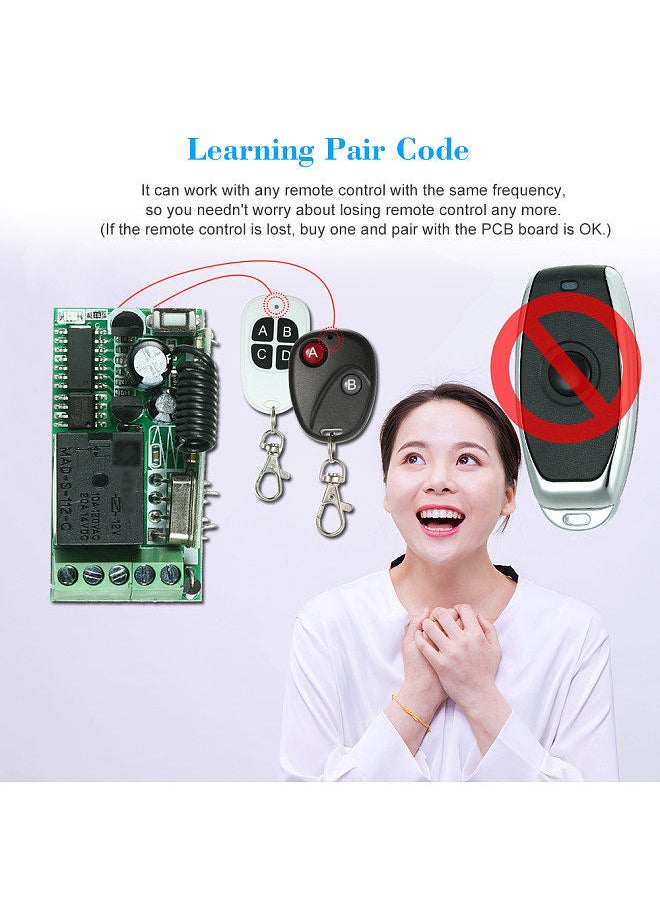 Generic - 433Mhz DC 12V Universal RF Remote Control Switch Relay Receiver Module Mini 1CH Wireless Control Switch + 5PCS RF 433 Mhz Transmitter Remote Controls - Image 1