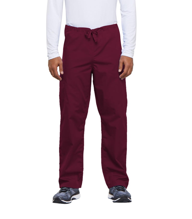 Cherokee Men's Originals Unisex Drawstring Cargo Scrub Pant, Wine, Medium - Image 1