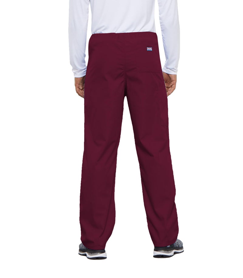 Cherokee Men's Originals Unisex Drawstring Cargo Scrub Pant, Wine, Medium - Image 4