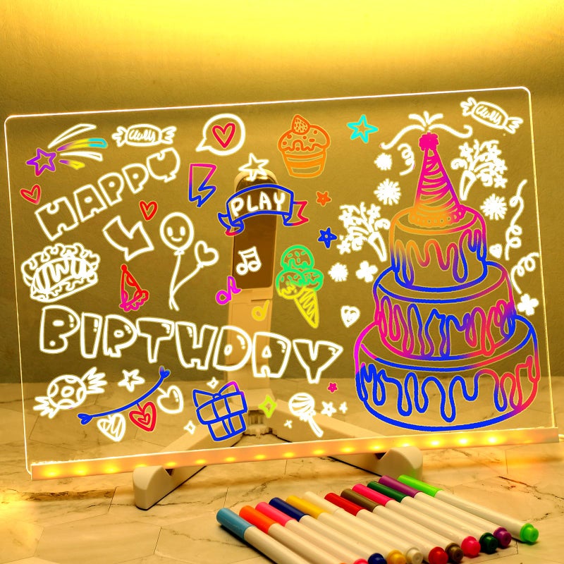 LED Dry Erase Board 30x20cm Scratch-proof Transparent Acrylic - Reusable Angle-adjustable Glow Memo Board for Home Office School Kids Adults - Image 1