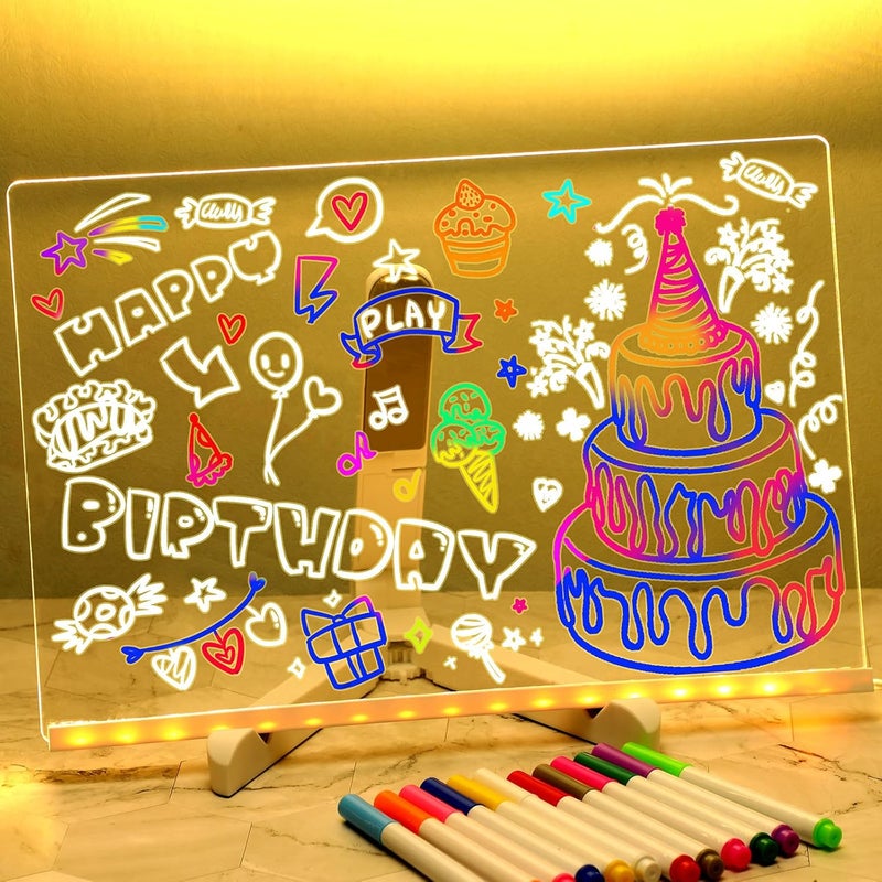 LED Dry Erase Board 30x20cm Scratch-proof Transparent Acrylic - Reusable Angle-adjustable Glow Memo Board for Home Office School Kids Adults - Image 2