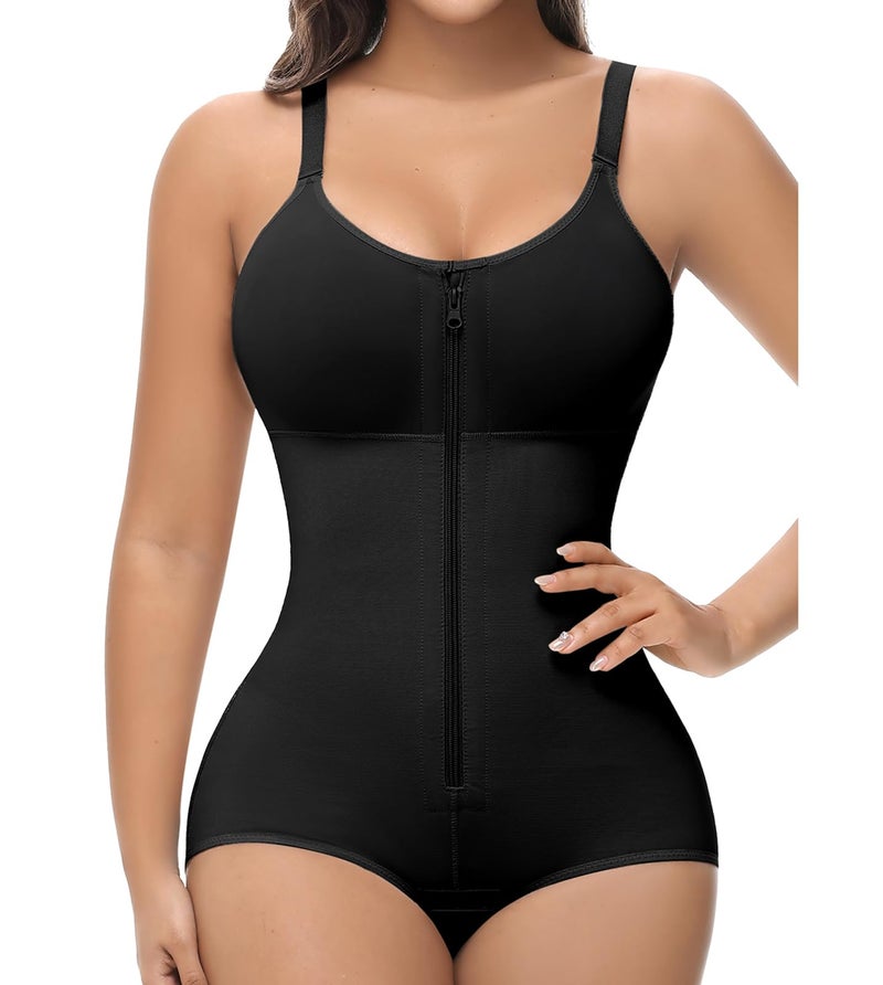 SHAPSHE Faja Postparto Para Mujer Fajas Colombianas Moldeadoras Body Shaper Full Body Tummy Tucker Shapewear for Women with Built in Bra Post Surgery Liposuction Compression Garment Plus Size Black - Image 1