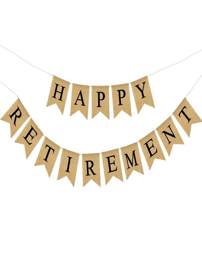 CROWNOS Happy Retirement Banner - Burlap Decorations, Reusable Bunting Garland for Men and Women - Image 1