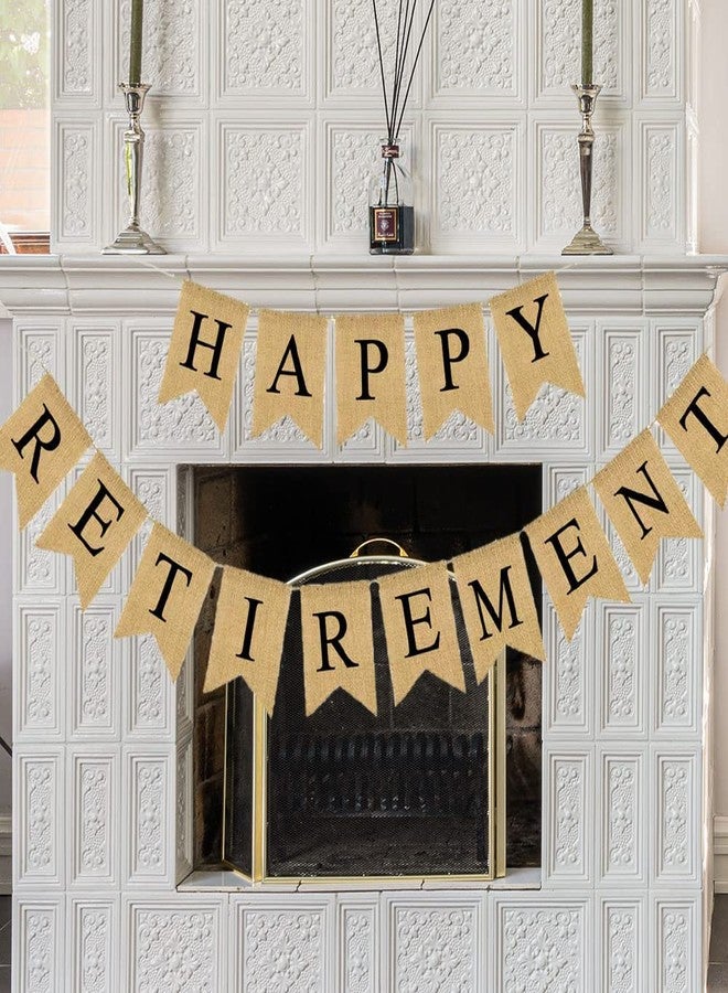 CROWNOS Happy Retirement Banner - Burlap Decorations, Reusable Bunting Garland for Men and Women - Image 5