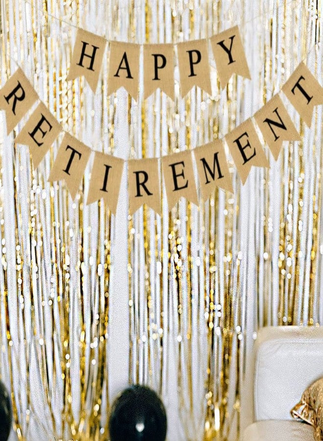 CROWNOS Happy Retirement Banner - Burlap Decorations, Reusable Bunting Garland for Men and Women - Image 3