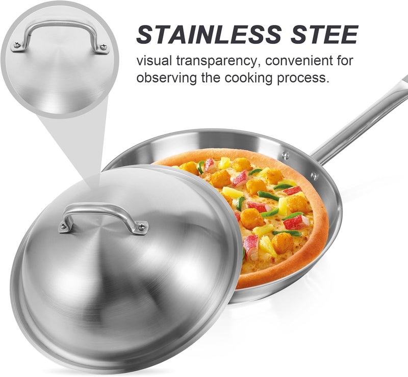 Uonlytech 32cm Stainless Steel Universal Pot Lid, High Dome Replacement Cover for Frying Pan and Soup Pots, Heat-resistant Pan Lid for Cooking and Kitchen Use - Image 3