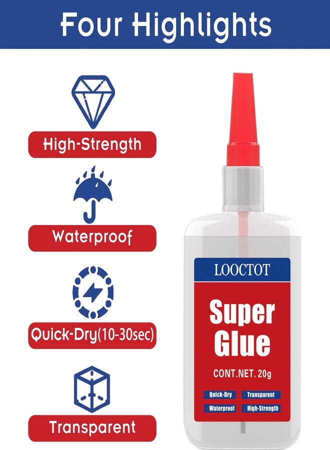 LOOCTOT (2-in-1) Super Glue with Brush Applicator & Nozzle, Mess Free Superglue Brush, Instant Glue for All Purpose and Fast Setting for Projects and Repairs,3000 CPS Clear Cyanoacrylate Glue - Image 4