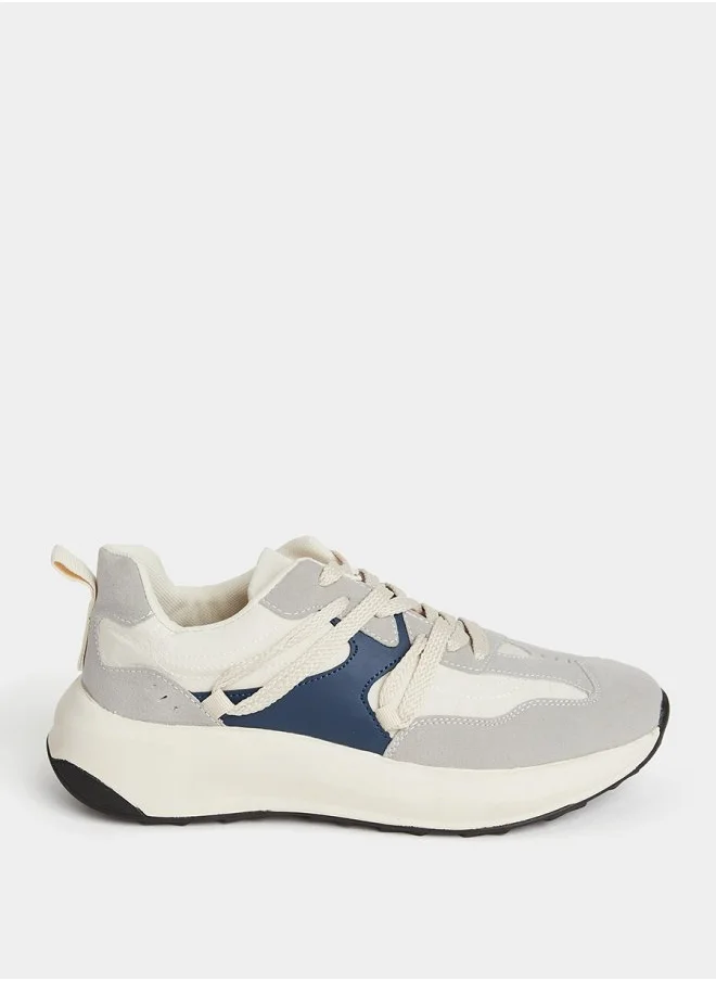 ستايلي Contrast Panel Lace-Up Sneakers