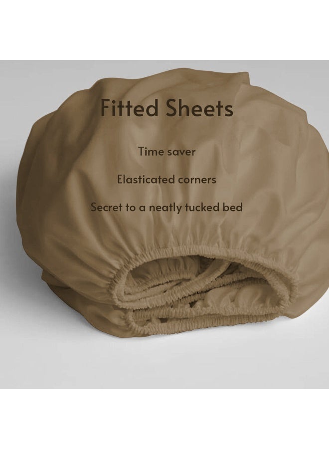 Lavish Touch Cotton Modal Fitted Sheet Taupe 1250 TC Queen (152 x 203 cms) All elastic - Image 4