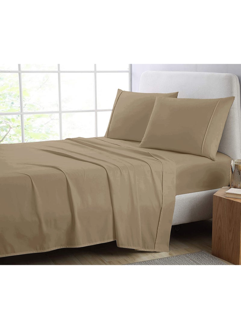 Lavish Touch Cotton Modal Fitted Sheet Taupe 1250 TC Queen (152 x 203 cms) All elastic - Image 5