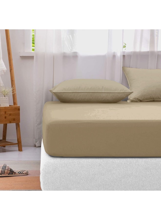 Lavish Touch Cotton Modal Fitted Sheet Taupe 1250 TC Queen (152 x 203 cms) All elastic - Image 1