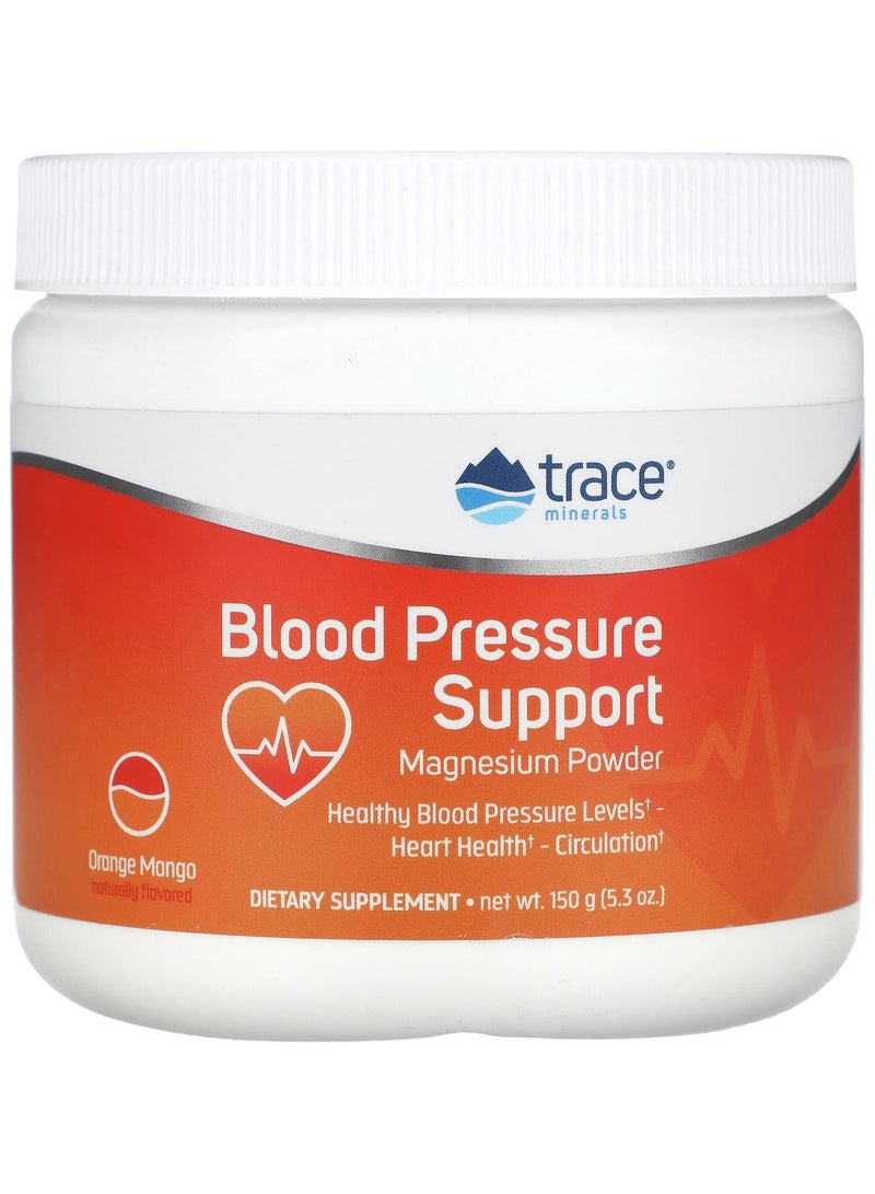 Trace Minerals Blood Pressure Support Magnesium Powder, Orange Mango, 5.3 oz (150 g)