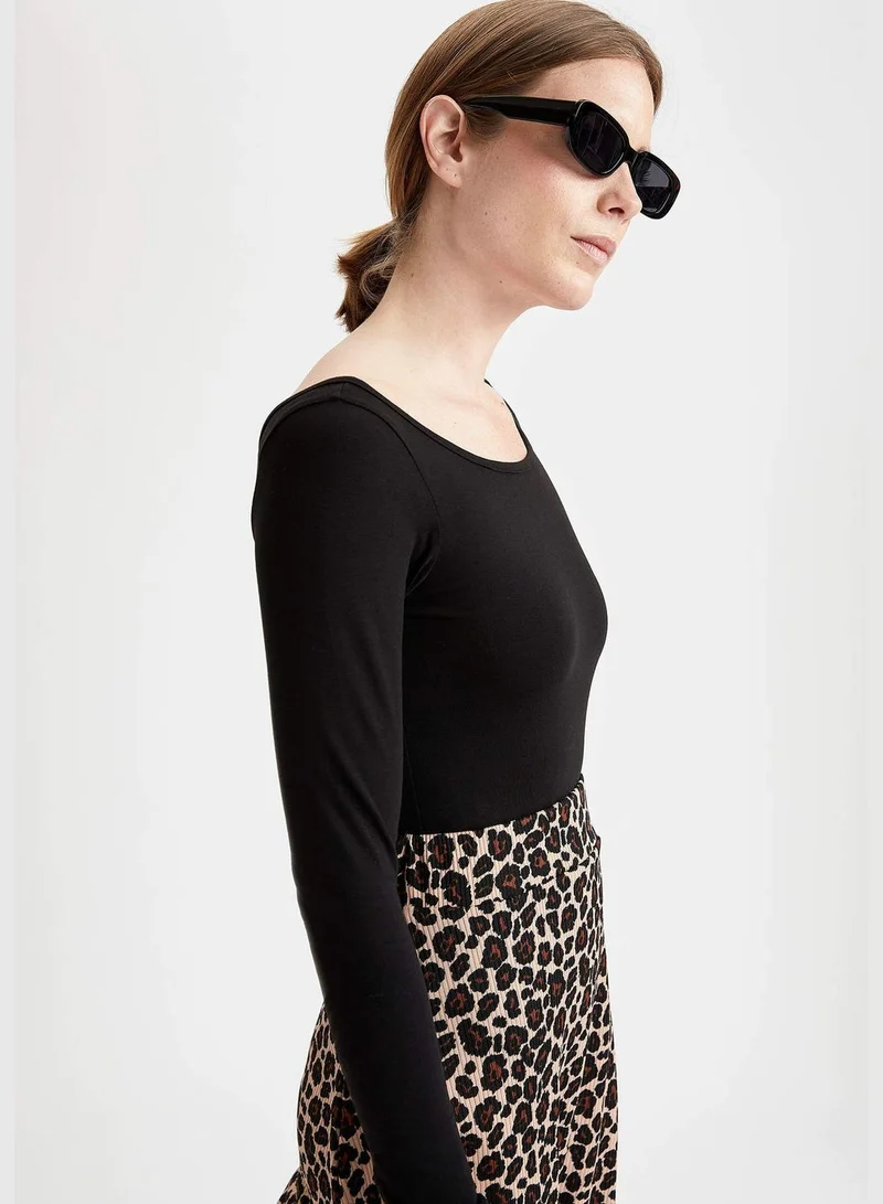 DeFacto Wide Crew Neck Long Sleeve Basic T-Shirt