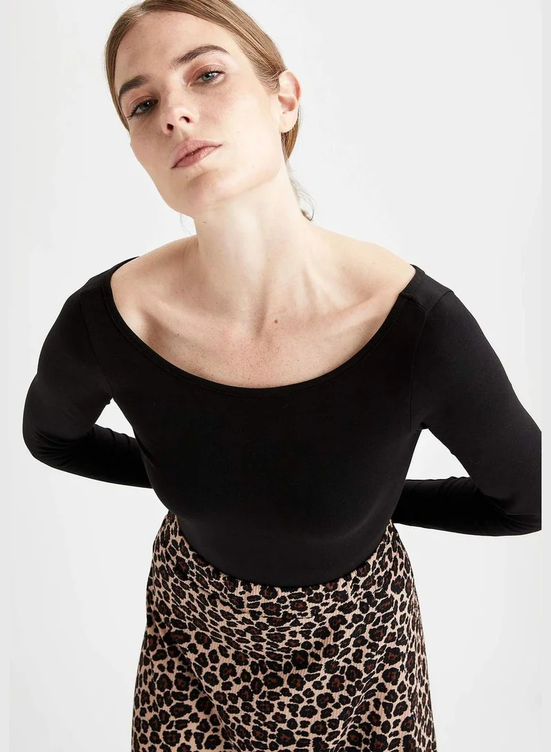 DeFacto Wide Crew Neck Long Sleeve Basic T-Shirt
