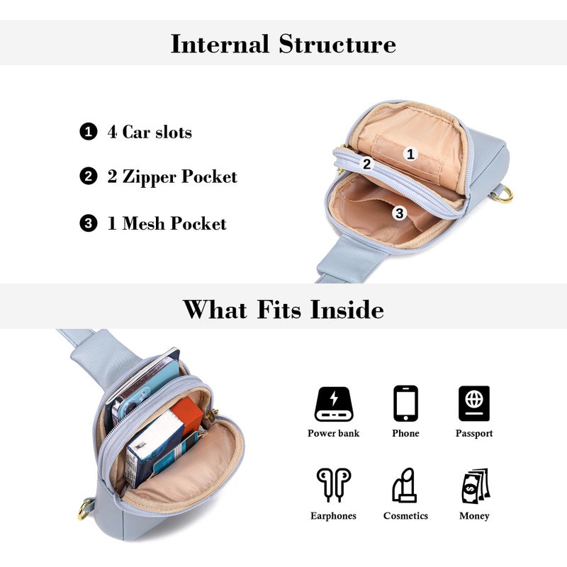 INICAT Travel Small Crossbody Sling Bags Women Vegan Leather Purses Fanny Packs Cross Body Bag Birthday Gifts(blue) - Image 3