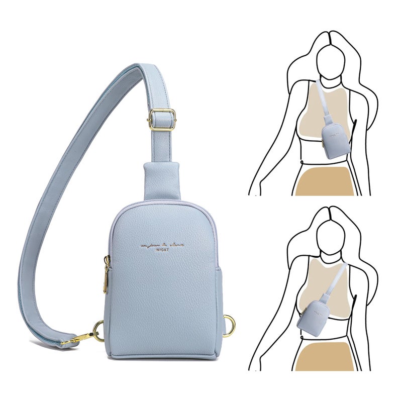 INICAT Travel Small Crossbody Sling Bags Women Vegan Leather Purses Fanny Packs Cross Body Bag Birthday Gifts(blue) - Image 4