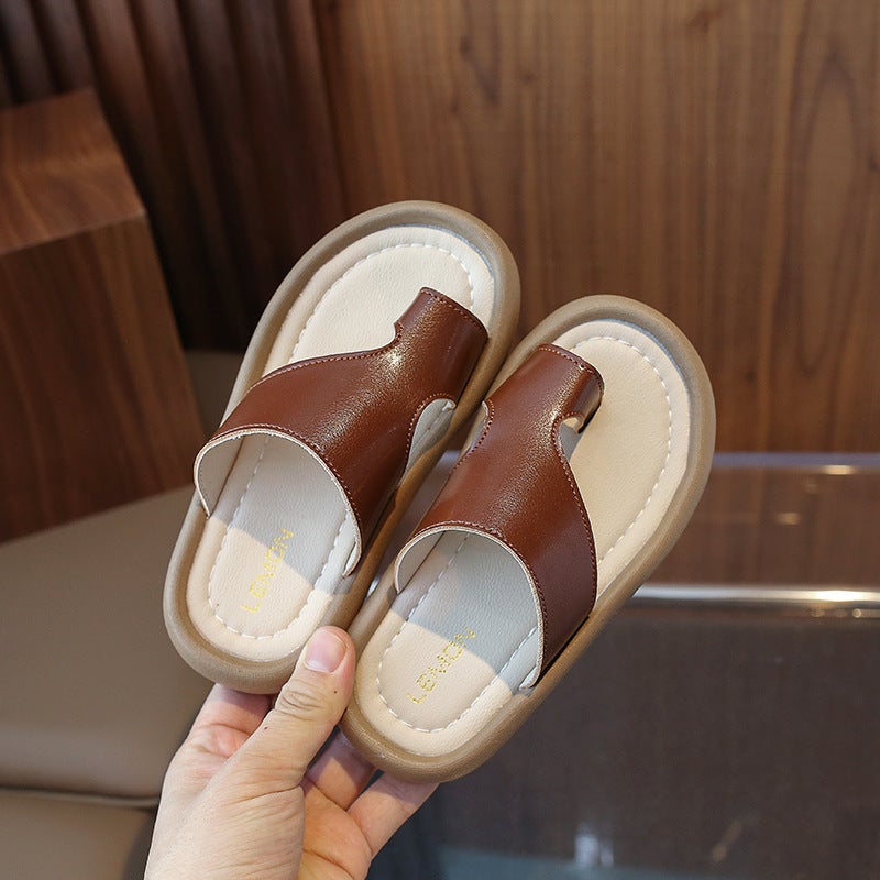 حذاء الأطفال 2026 أطفال فتيات 'أزياء الانزلاق على Sandals مع مستدير إصبع القدم للخارج ارتداء أنيقة الأطفال Sandals - Image 4