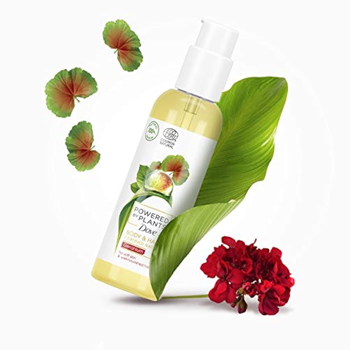 Dove Powered by Plants Body & Hair Oil Geranium mit pflanzenbasierten Wirkstoffen für weiche Haut und gepflegtes Haar, 100 ml - Image 5